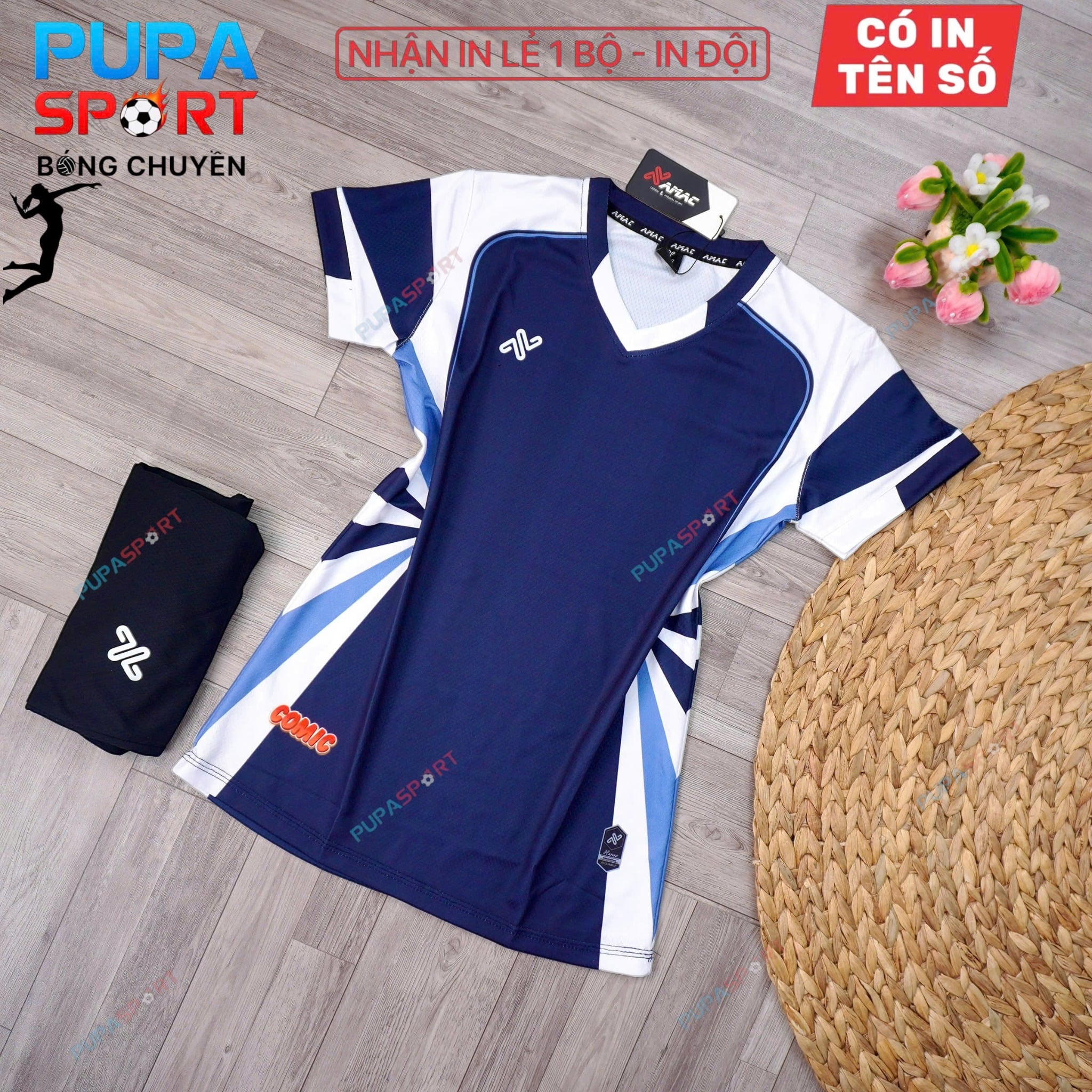 AMAC - BỘ BÓNG CHUYỀN - COMIC ( NỮ ) - MÀU NAVY BIỂN