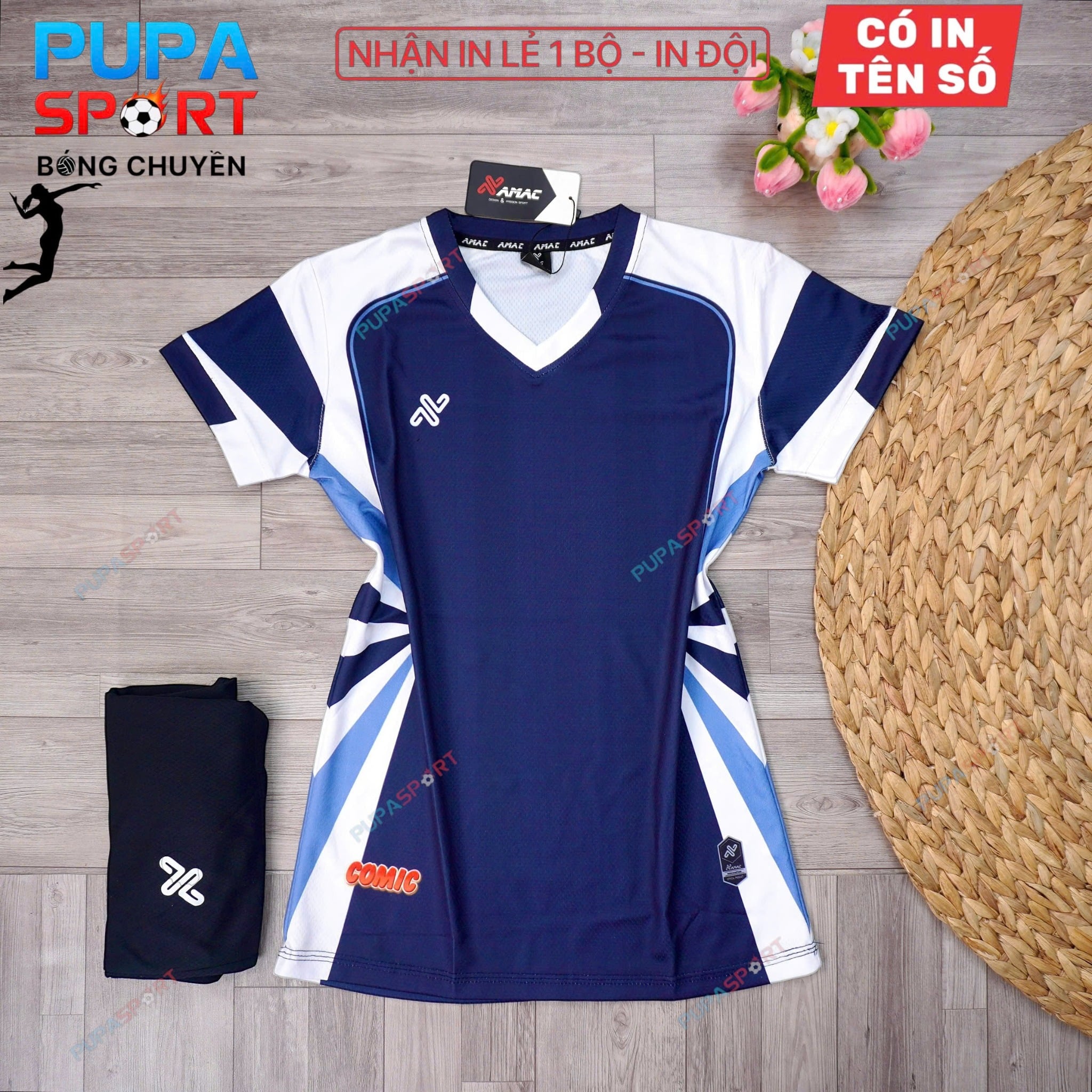 AMAC - BỘ BÓNG CHUYỀN - COMIC ( NỮ ) - MÀU NAVY BIỂN