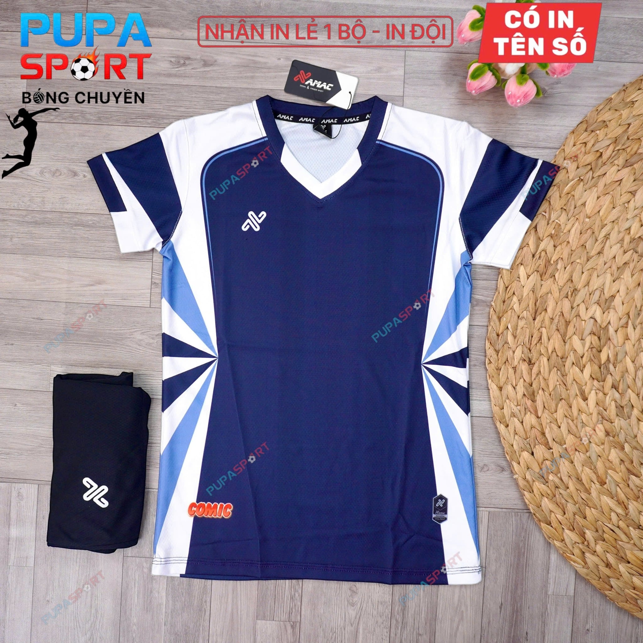 AMAC - BỘ BÓNG CHUYỀN - COMIC ( NAM ) - MÀU NAVY BIỂN