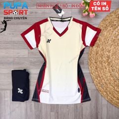 AMAC - BỘ BÓNG CHUYỀN - CHAMPION ( NỮ ) - MÀU BE ĐỎ