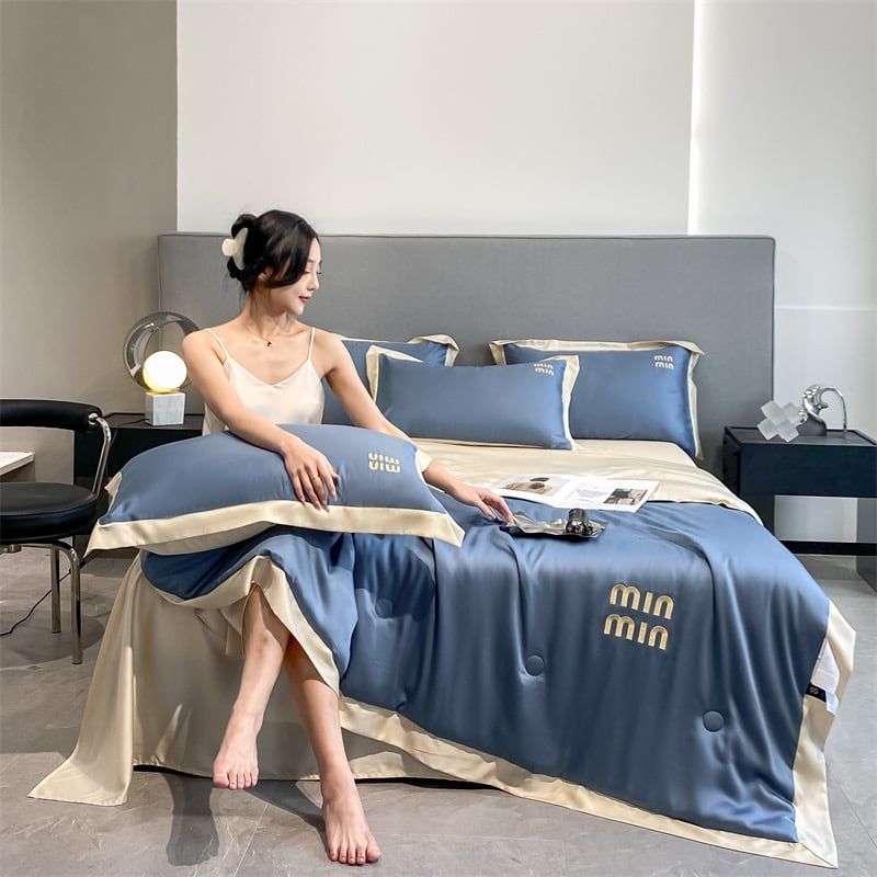 4Pcs Satin Babric | MinMin Standard Bedsets Summer Blanket | ID ALL12COL4PCSSFABRICMIN