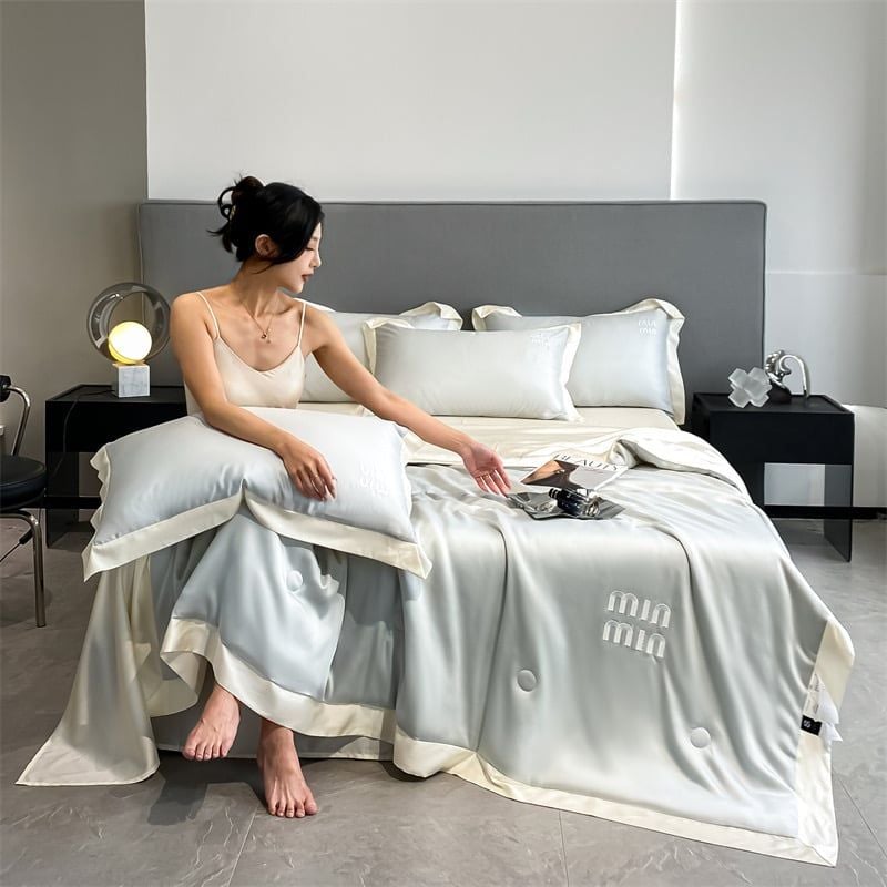 4Pcs Satin Babric | MinMin Standard Bedsets Summer Blanket | ID ALL12COL4PCSSFABRICMIN