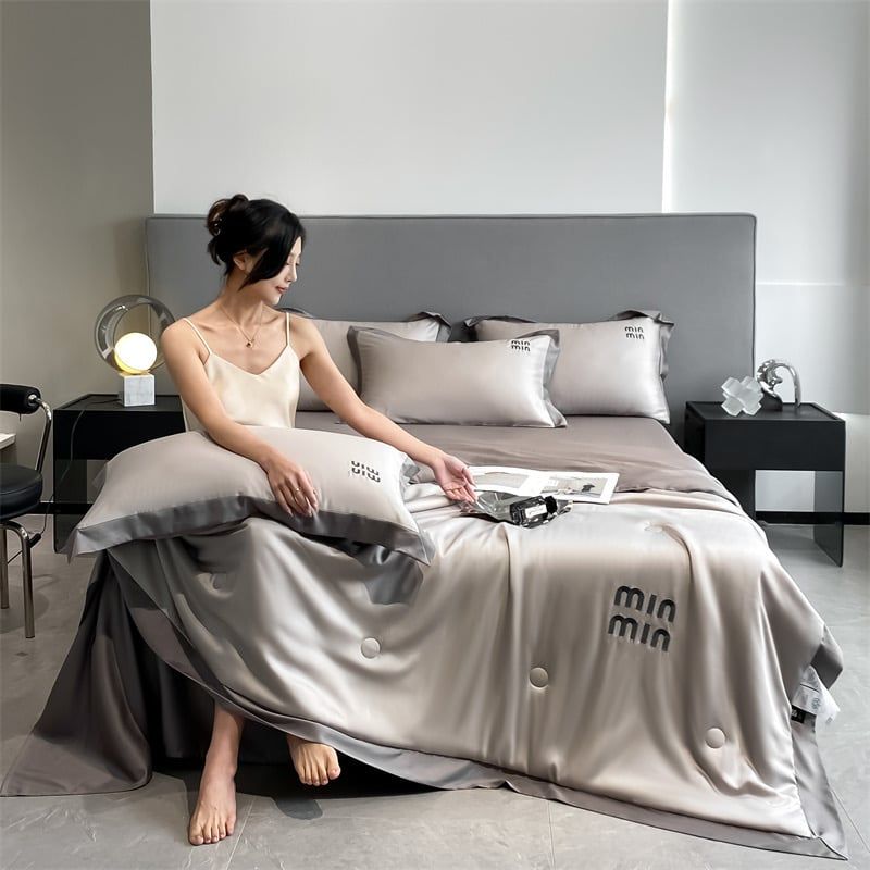 4Pcs Satin Babric | MinMin Standard Bedsets Summer Blanket | ID ALL12COL4PCSSFABRICMIN