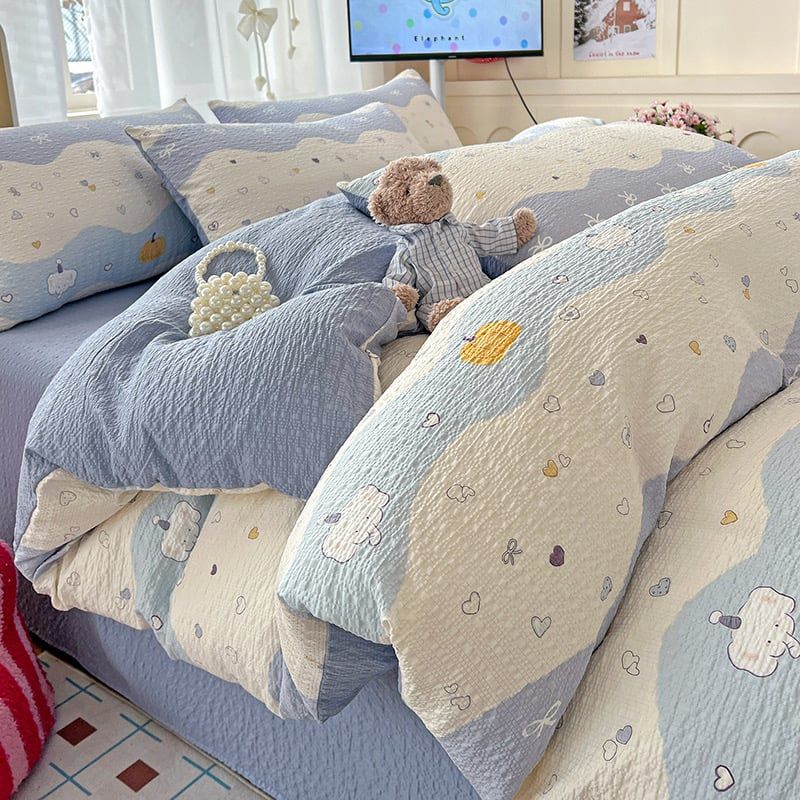 Bộ vỏ chăn ga PreCloud Linen - Đũi Mây Xu Kem Phong cách trẻ trung hiện đại  ID 4PCSPRECLOUD01-10
