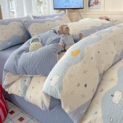 Bộ vỏ chăn ga PreCloud Linen - Đũi Mây Xu Kem Phong cách trẻ trung hiện đại  ID 4PCSPRECLOUD01-10