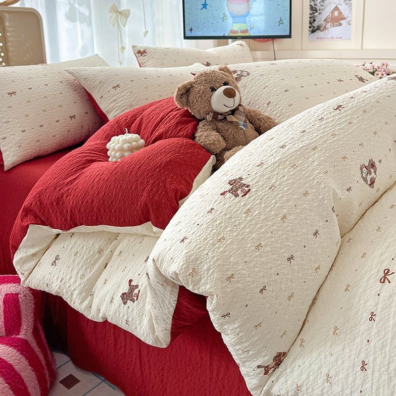 Bộ vỏ chăn ga PreCloud Linen - Đũi Mây Xu Kem Phong cách trẻ trung hiện đại  ID 4PCSPRECLOUD11-20