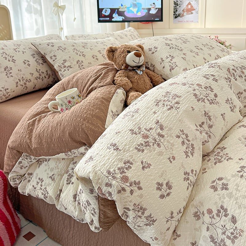 Bộ vỏ chăn ga PreCloud Linen - Đũi Mây Xu Kem Phong cách trẻ trung hiện đại  ID 4PCSPRECLOUD11-20