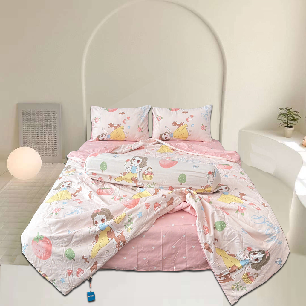 Bộ Chăn Ga Gối Chần hè Cotton Disney Home xinh xắn
