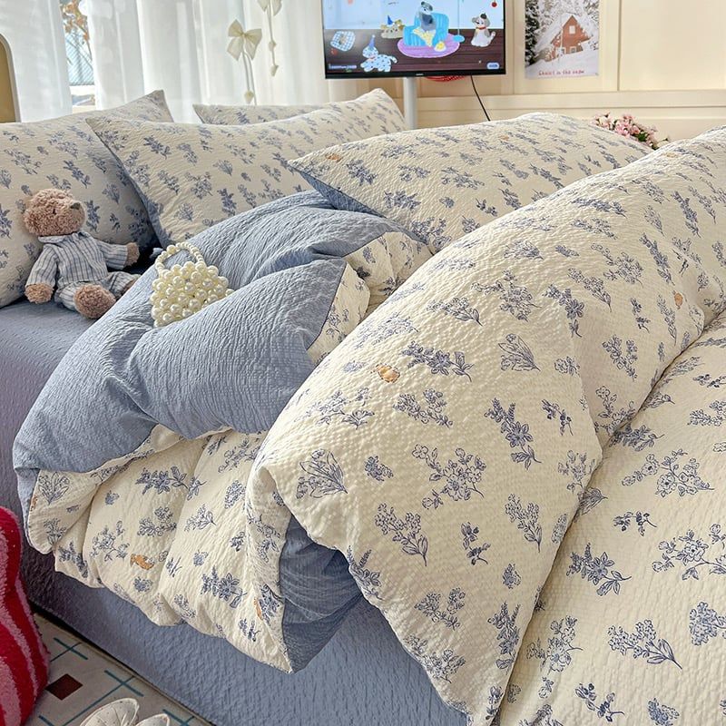 Bộ vỏ chăn ga PreCloud Linen - Đũi Mây Xu Kem Phong cách trẻ trung hiện đại  ID 4PCSPRECLOUD11-20