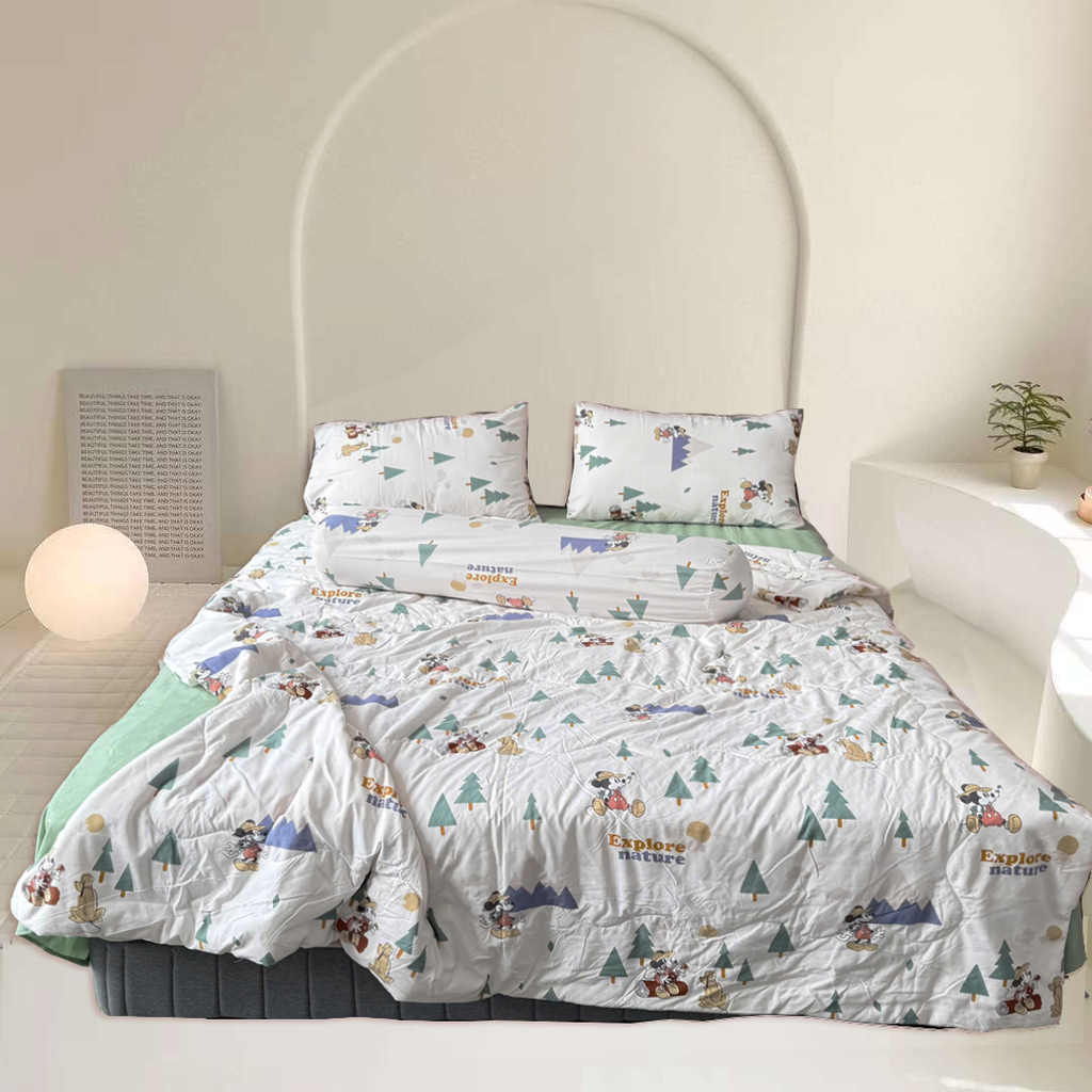 Bộ Chăn Ga Gối Chần hè Cotton Disney Home xinh xắn
