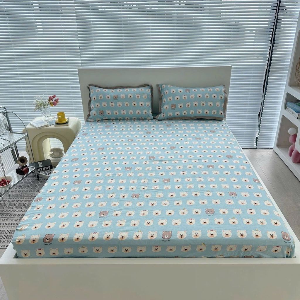 Bộ Vỏ Chăn Ga Gối Cotton Poly-Tim Nâu(KH vui lòng nhắn tin chân đệm)