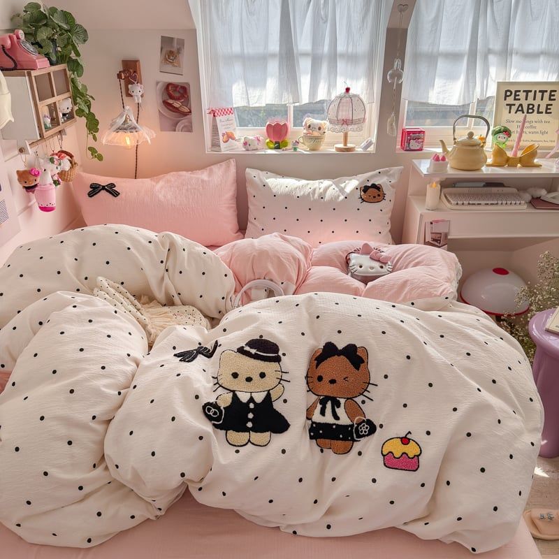 4pcs Cotton Linen Bedding Cover Set Fluffy Embroidery | ID : CLINEN4PCSFLUFFYEID05