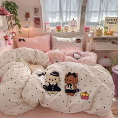 4pcs Cotton Linen Bedding Cover Set Fluffy Embroidery | ID : CLINEN4PCSFLUFFYEID05