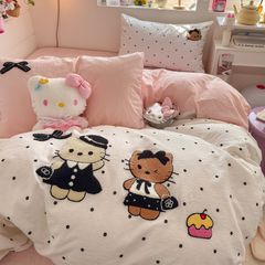 4pcs Cotton Linen Bedding Cover Set Fluffy Embroidery | ID : CLINEN4PCSFLUFFYEID05