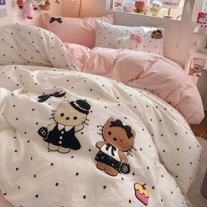 4pcs Cotton Linen Bedding Cover Set Fluffy Embroidery | ID : CLINEN4PCSFLUFFYEID05