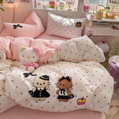 4pcs Cotton Linen Bedding Cover Set Fluffy Embroidery | ID : CLINEN4PCSFLUFFYEID05