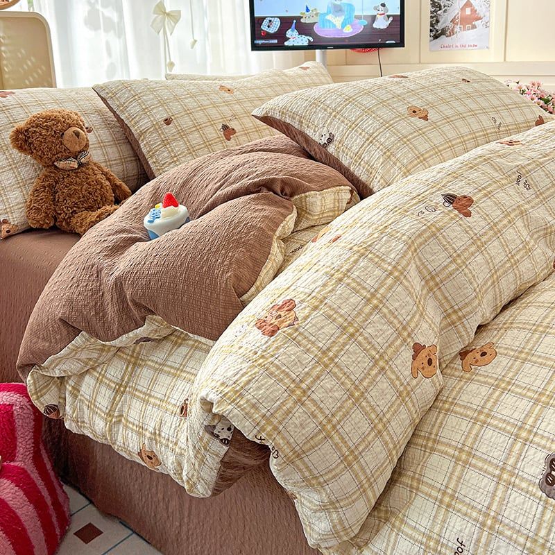 Bộ vỏ chăn ga PreCloud Linen - Đũi Mây Xu Kem Phong cách trẻ trung hiện đại  ID 4PCSPRECLOUD01-10