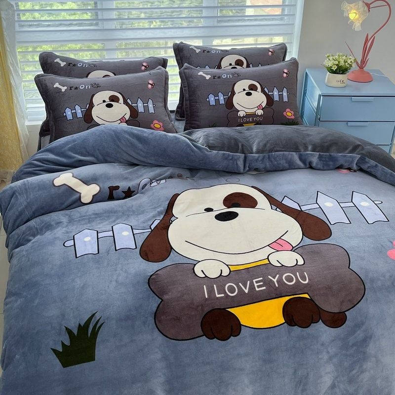 Set 4 Món Nỉ Nhung 200gr hình in 3D Turn On I Love U