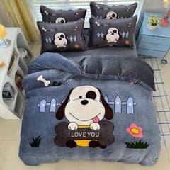 Set 4 Món Nỉ Nhung 200gr hình in 3D Turn On I Love U