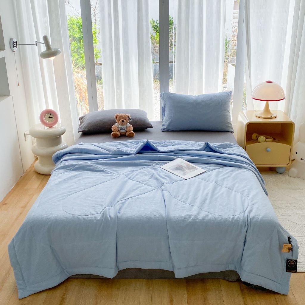 Bộ Chăn Chần Hè Đũi Mây MINIMASLIM Mềm Mát Chuẩn Gu – Full Set 5 Món Cao Cấp Cho Phòng Ngủ Hiện Đại 5PCLOUDMIXSUM05
