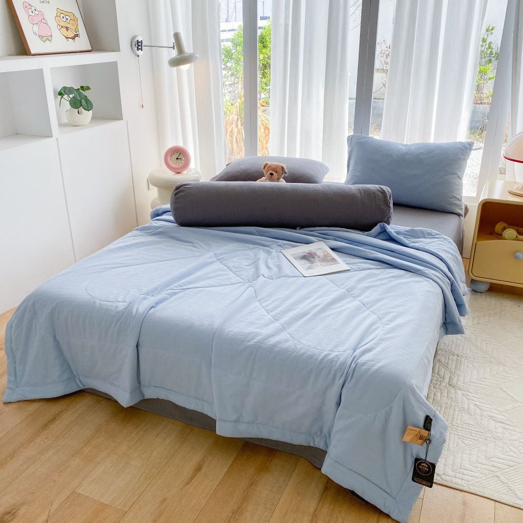 Bộ Chăn Chần Hè Đũi Mây MINIMASLIM Mềm Mát Chuẩn Gu – Full Set 5 Món Cao Cấp Cho Phòng Ngủ Hiện Đại 5PCLOUDMIXSUM05