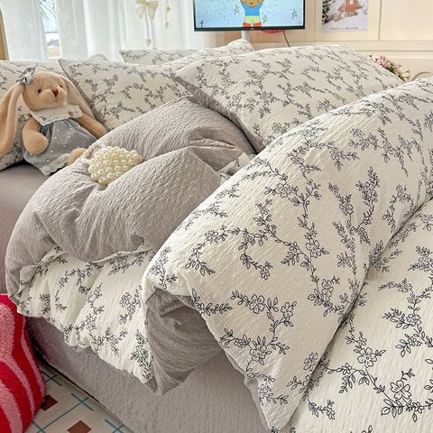 Bộ vỏ chăn ga PreCloud Linen - Đũi Mây Xu Kem Phong cách trẻ trung hiện đại  ID 4PCSPRECLOUD21-26
