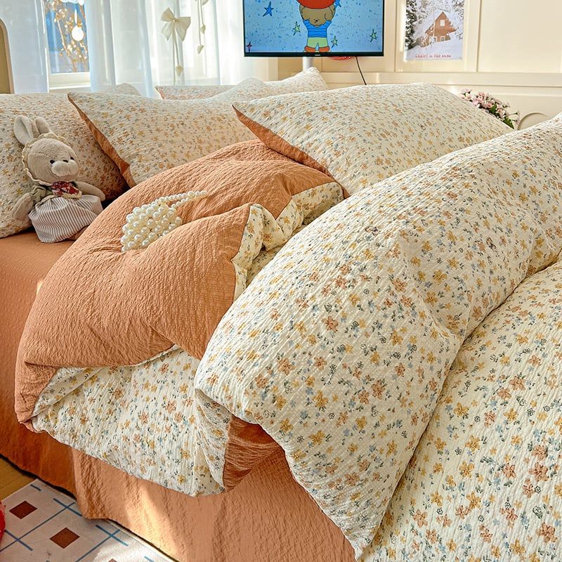 Bộ vỏ chăn ga PreCloud Linen - Đũi Mây Xu Kem Phong cách trẻ trung hiện đại  ID 4PCSPRECLOUD21-26