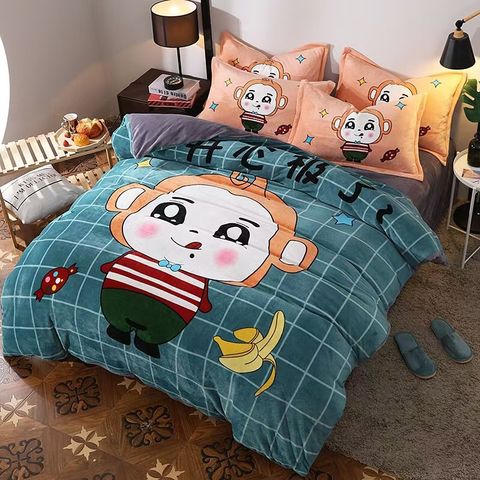 Set 4 Món Nỉ Nhung 200gr hình in 3D Monkey Bananer