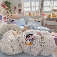 4pcs Cotton Linen Bedding Cover Set Fluffy Embroidery | ID : CLINEN4PCSFLUFFYEID07