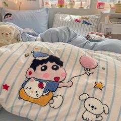 4pcs Cotton Linen Bedding Cover Set Fluffy Embroidery | ID : CLINEN4PCSFLUFFYEID07