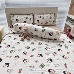 Bộ Chăn Ga Cotton Linen Dành cho bé Hoạ tiết Cu Shine ngộ nghĩnh
