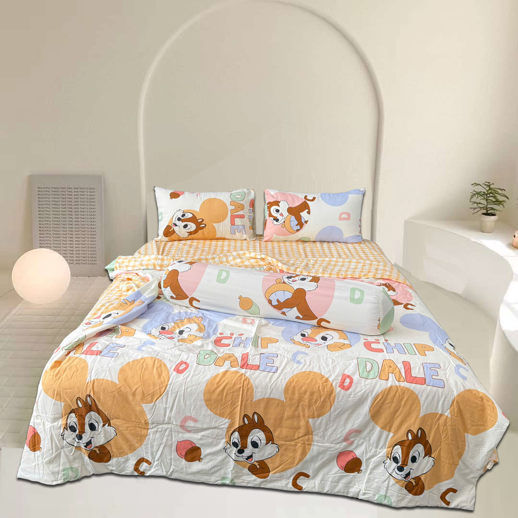 Bộ Chăn Ga Gối Chần hè Cotton Disney Home xinh xắn
