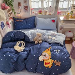 4pcs Cotton Linen Bedding Cover Set Fluffy Embroidery | ID : CLINEN4PCSFLUFFYEID06