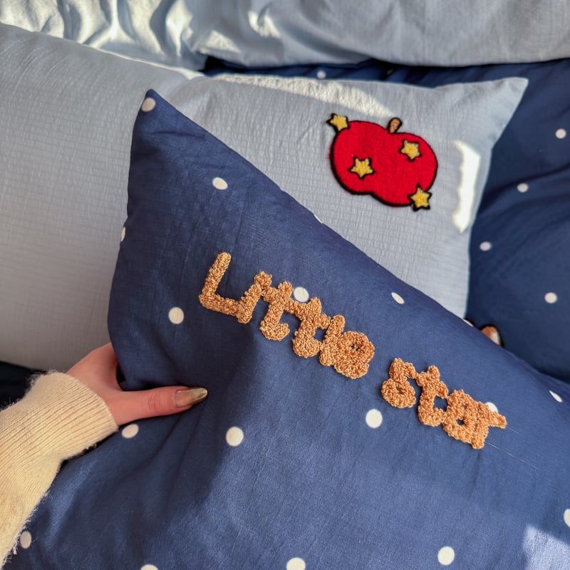 4pcs Cotton Linen Bedding Cover Set Fluffy Embroidery | ID : CLINEN4PCSFLUFFYEID06