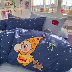 4pcs Cotton Linen Bedding Cover Set Fluffy Embroidery | ID : CLINEN4PCSFLUFFYEID06
