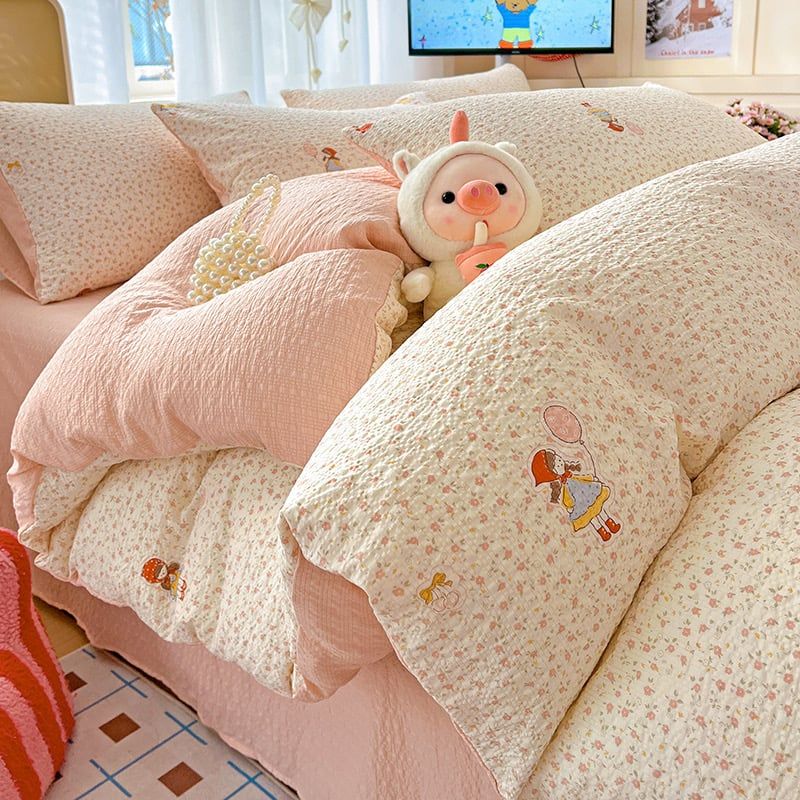 Bộ vỏ chăn ga PreCloud Linen - Đũi Mây Xu Kem Phong cách trẻ trung hiện đại  ID 4PCSPRECLOUD01-10