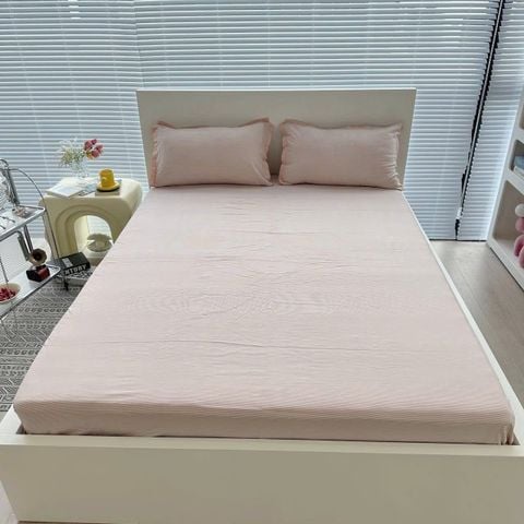 Bộ Vỏ Chăn Ga Gối Cotton Poly-Tim Nâu(KH vui lòng nhắn tin chân đệm)