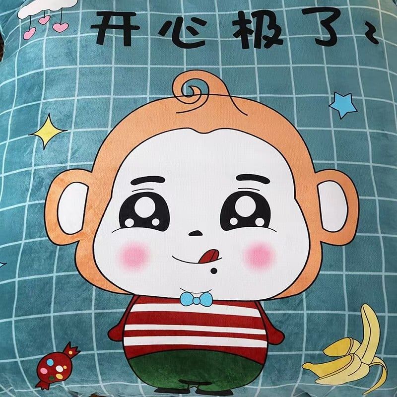 Set 4 Món Nỉ Nhung 200gr hình in 3D Monkey Bananer