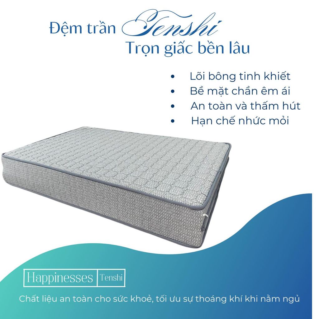 NỆM BÔNG ÉP CHẦN TENSHI GẤP 2 MẢNH CAO 12CM
