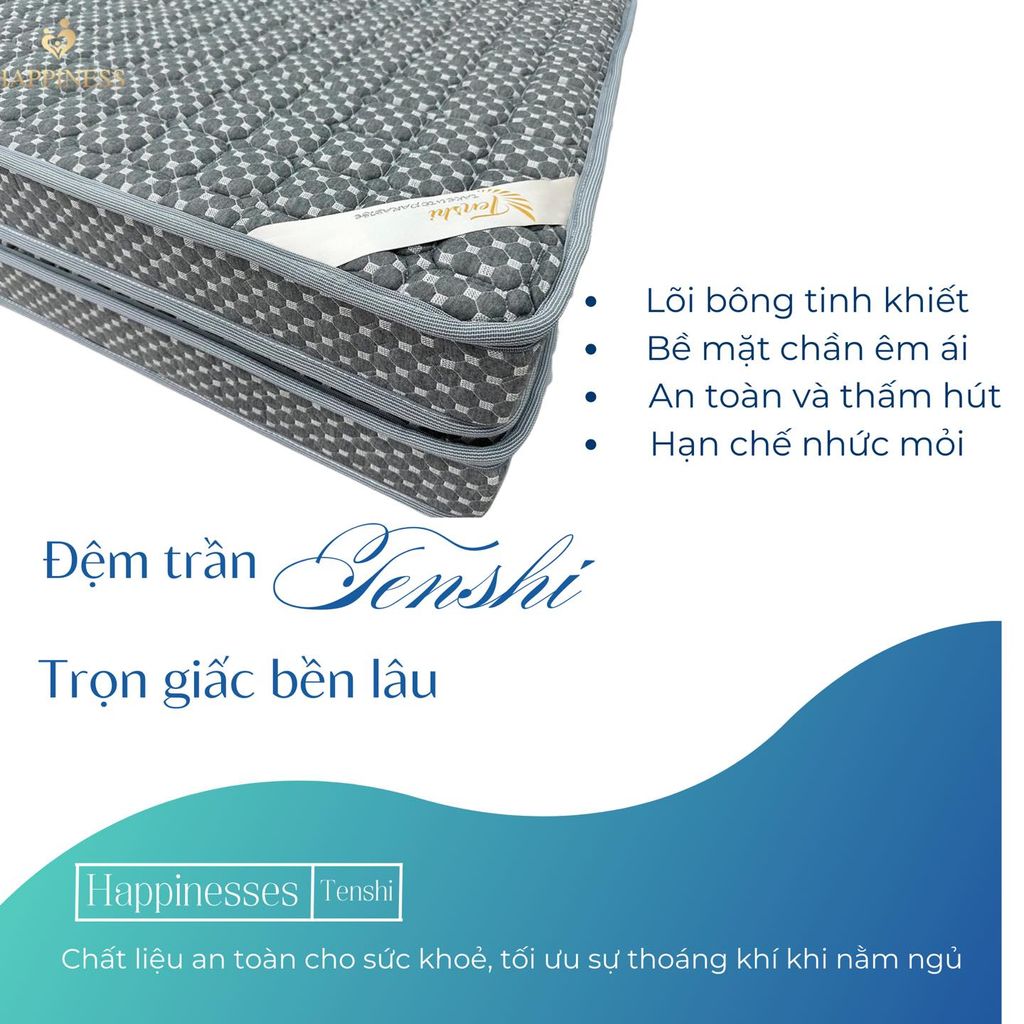 NỆM BÔNG ÉP CHẦN TENSHI GẤP 2 MẢNH CAO 12CM
