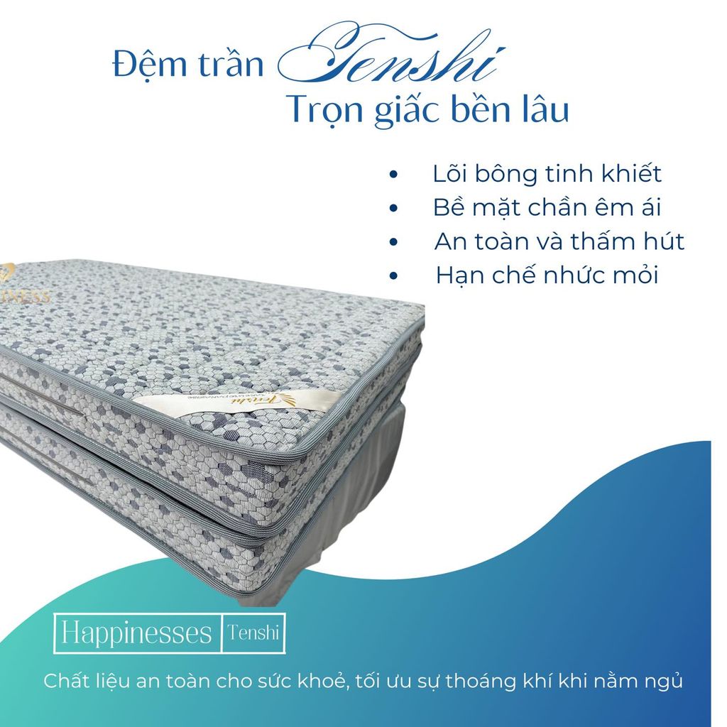 NỆM BÔNG ÉP CHẦN TENSHI GẤP 2 MẢNH CAO 12CM