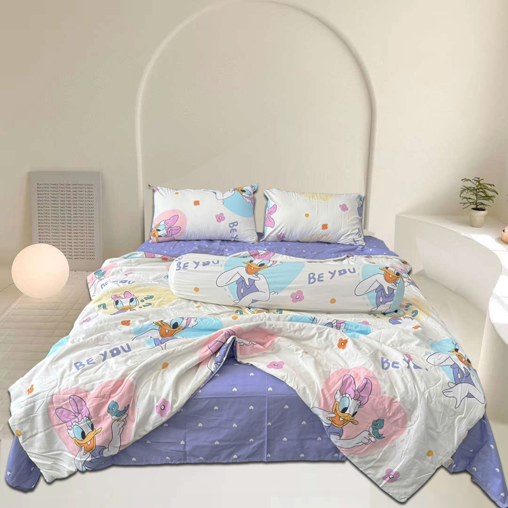 Bộ Chăn Ga Gối Chần hè Cotton Disney Home xinh xắn