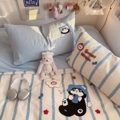 4pcs Cotton Linen Bedding Cover Set Fluffy Embroidery | ID : CLINEN4PCSFLUFFYEID01