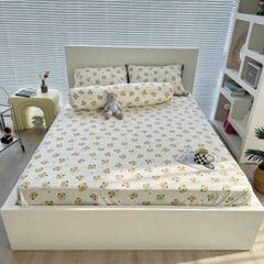 Bộ Vỏ Chăn Ga Gối Cotton Poly-Tim Nâu(KH vui lòng nhắn tin chân đệm)