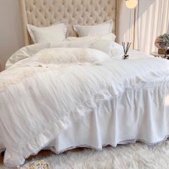 Wedding Bedding Set | 4Pcs Beautiful House Princess Luxury Embroidered Tencel Lace | ID WED4PCSBEATENCLACECOL001