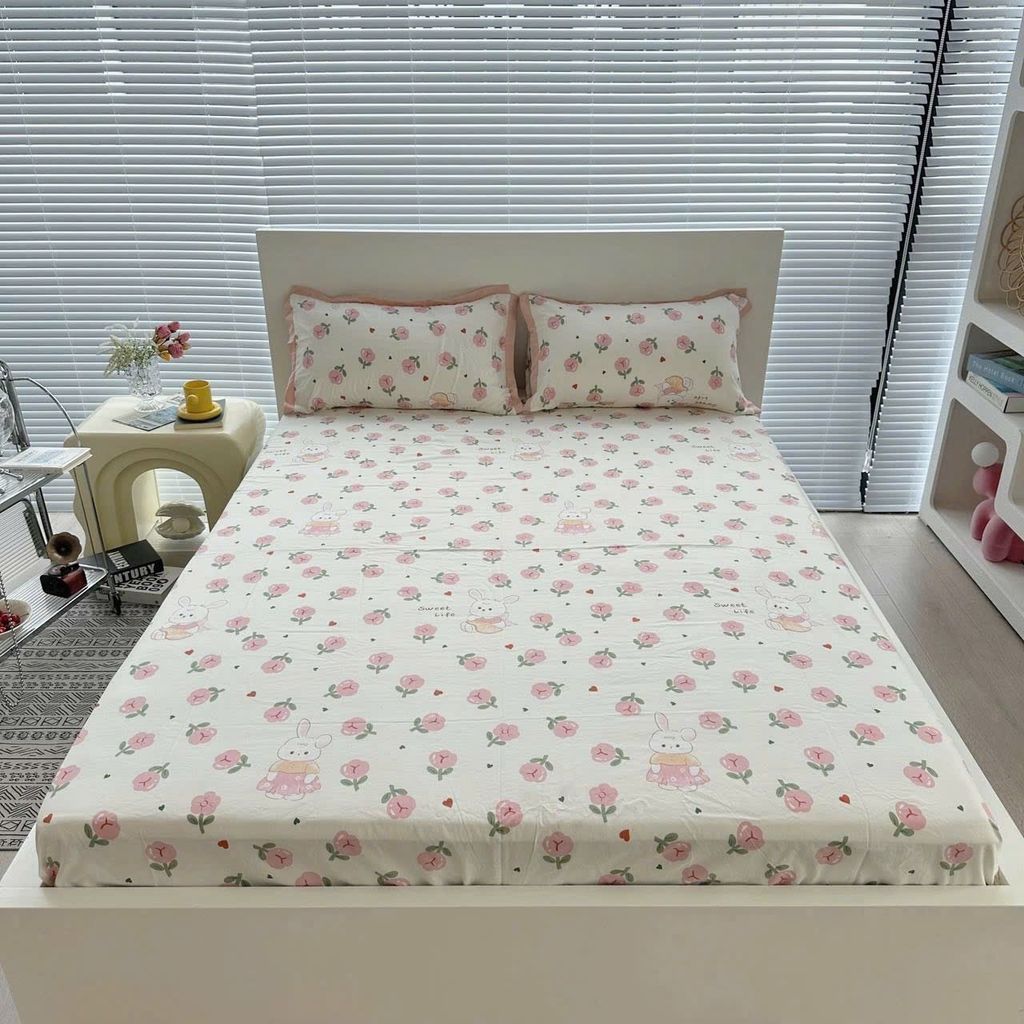 Bộ Vỏ Chăn Ga Gối Cotton Poly-Tim Nâu(KH vui lòng nhắn tin chân đệm)