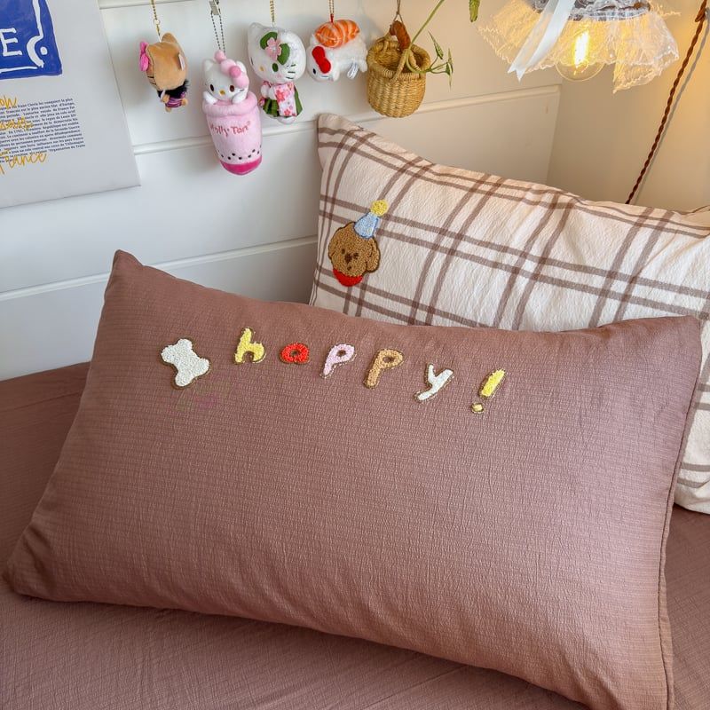 4pcs Cotton Linen Bedding Cover Set Fluffy Embroidery | ID : CLINEN4PCSFLUFFYEID03