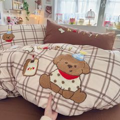 4pcs Cotton Linen Bedding Cover Set Fluffy Embroidery | ID : CLINEN4PCSFLUFFYEID03