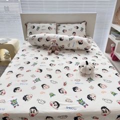 Bộ Vỏ Chăn Ga Gối Cotton Poly-Tim Nâu(KH vui lòng nhắn tin chân đệm)