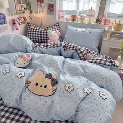 4pcs Cotton Linen Bedding Cover Set Fluffy Embroidery | ID : CLINEN4PCSFLUFFYEID02